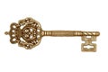 Golden key isolated on white Royalty Free Stock Photo