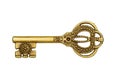 Golden key isolated on white Royalty Free Stock Photo