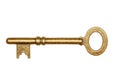 Golden key isolated on white Royalty Free Stock Photo