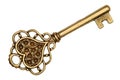 Golden key isolated on white Royalty Free Stock Photo