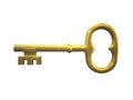 Golden key isolated on white background Royalty Free Stock Photo