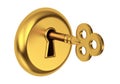 Golden key in keyhole Royalty Free Stock Photo