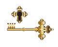 Golden key with Orthodox Christian symbols. Royalty Free Stock Photo