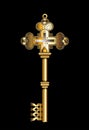 Golden key with Orthodox Christian symbols. Royalty Free Stock Photo