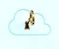 Golden key unlocking cloud: Data security and access Royalty Free Stock Photo