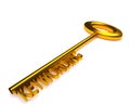 Golden key with the word keywording, 3d rendering Royalty Free Stock Photo