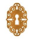 Golden keyhole on elegant ornate background. Luxury security concept with intricate design. Privacy and mystery emblem