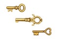 3 Golden keys isolated on white