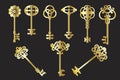 Golden keys. Padlock icon. Protection icon. Vintage vector illustration. Stock image Royalty Free Stock Photo