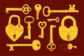 Golden Keys And Padlocks Vector Set