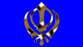 Golden Khanda Sikh Symbol on a Blue Screen Background