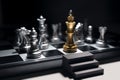 Golden king chess surrounded by enemy Royalty Free Stock Photo