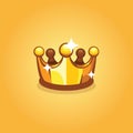 Golden king crown isolated, vector icon. Royal crown sparkling and shiny, vector illustration. Royalty Free Stock Photo