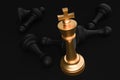 Golden King and many fallen pawns around - leadership concept Royalty Free Stock Photo