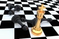 Golden King and many fallen pawns around - leadership concept Royalty Free Stock Photo