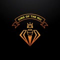 Golden king of the mic badge design with crown