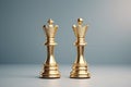 Golden king and queen chess piece. Concept for business competition and strategy. Generative AI Royalty Free Stock Photo