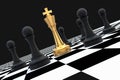 Golden King surrounded by black pawns - chess trap concept Royalty Free Stock Photo