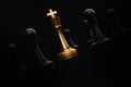 Golden King surrounded by black pawns - chess trap concept Royalty Free Stock Photo