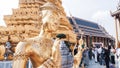 Golden Kinnari statues in Grand Palace in Bangkok