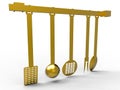 Golden kitchen tools Royalty Free Stock Photo
