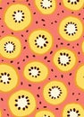 Golden Kiwi sliced fruit seamless pattern