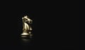 Golden knight horse chess on black background, business strategy concept Royalty Free Stock Photo