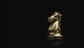 Golden knight horse chess on black background, business strategy concept Royalty Free Stock Photo