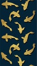 Golden koi fish pattern. Vector Royalty Free Stock Photo