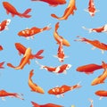 Golden koi fishes seamless vector print