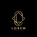 Golden L Initial letter Logo Vector Design Concept Geometrical Line Royalty Free Stock Photo