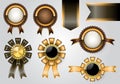 Golden labels collection set on gray background luxury vector Royalty Free Stock Photo