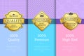 Golden Labels with Crown 100 Quality Premium Set Royalty Free Stock Photo