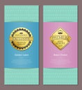 Golden Labels with Crown 100 Quality Premium Set Royalty Free Stock Photo