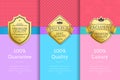 Golden Labels with Crown 100 Quality Premium Set Royalty Free Stock Photo