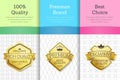 Golden Labels with Crown 100 Quality Premium Set Royalty Free Stock Photo