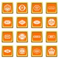 Golden labels icons set orange Royalty Free Stock Photo