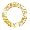 Golden LABYRINTH round frames for decorative headers. Gold metal ancient Greek ornaments isolated on white background. Vector