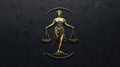 Golden Lady Justice Symbol with Scales, Blindfold, and Circle Emblem Royalty Free Stock Photo
