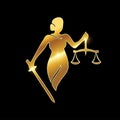 Golden Lady Justice Vector Icon