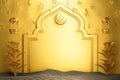 golden landscape islamic eid mubarak ramadan kareem theme greeting banner card with insert text empty copyspace 3D conceptual