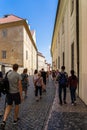 Golden lane Castle district street of Prague in Czech Republic. Royalty Free Stock Photo