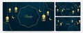 golden lantern arabic dark blue Islamic design background
