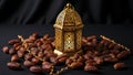 Golden Lantern Surrounded by Dates Royalty Free Stock Photo