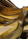 Golden large curved liquid yown metal plate abstract dramatic modern luxurious luxury 3D rendering graphic design element