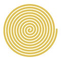 Large linear spiral, gold colored Archimedean or arithmetic spiral