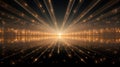 Golden laser light rays on black background created with Generative AI Royalty Free Stock Photo