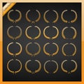 Golden laurel wreath collection. Royalty Free Stock Photo