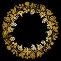 Golden laurel wreath vector frame on black background Royalty Free Stock Photo