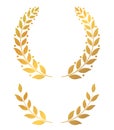 Golden laurel wreaths, round and half vector illustration